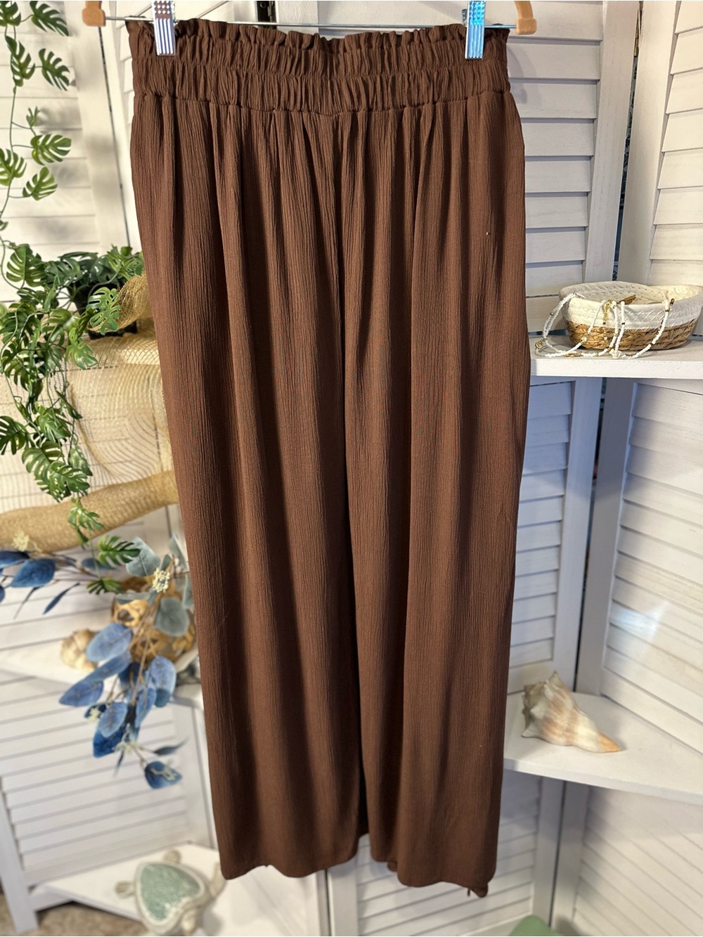 Zenana Outfitters Chocolate Brown Maxi Skirt with Smocked Waist - Picture 2 of 4